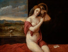 Antique Woman Bathing by David Teniers the Younger (Flemish) after Giovanni Bellini