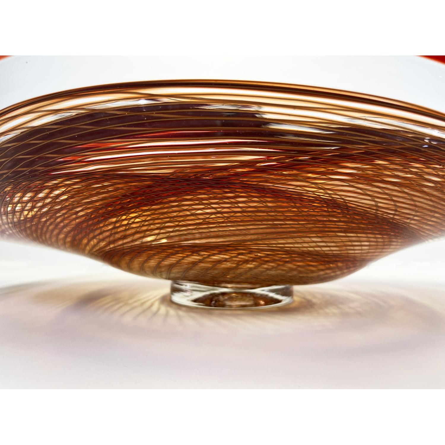 Amber/Autumn Red Rondelle Bowl, Modern Canadian Glass Sculpture, 2023 For Sale 1
