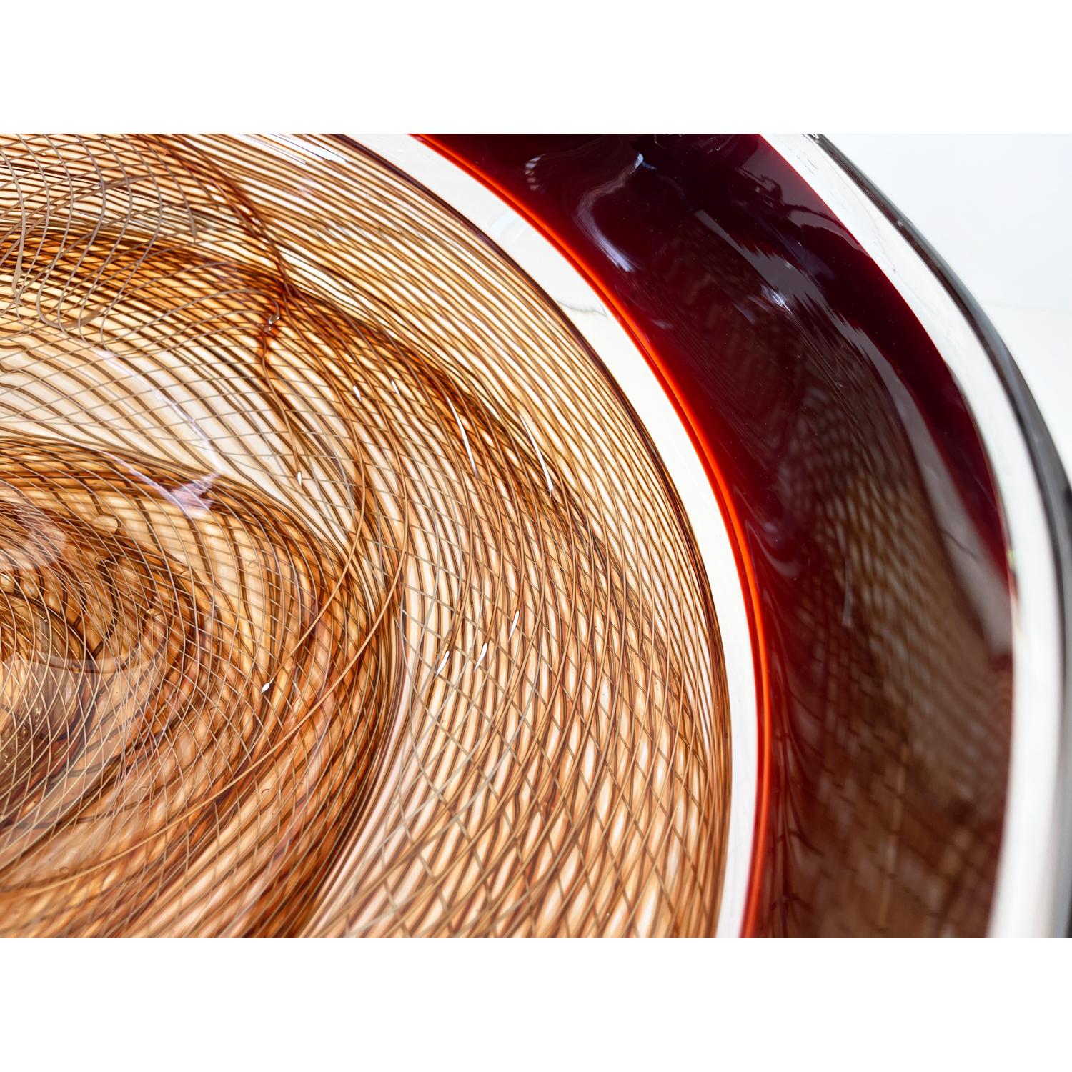 Amber/Autumn Red Rondelle Bowl, Modern Canadian Glass Sculpture, 2023 For Sale 3