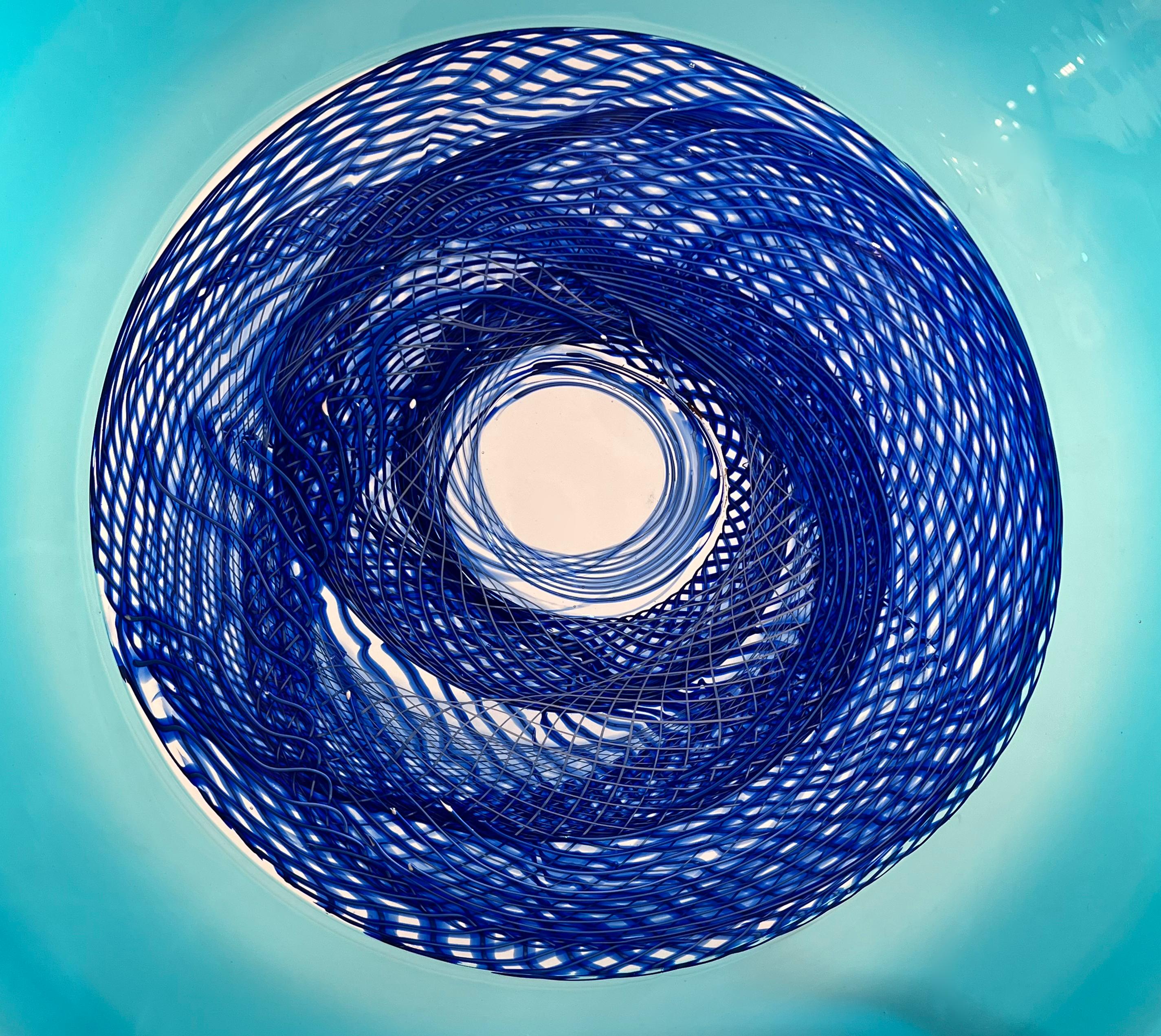 Blue Rondelle, Modern Canadian Glass Sculpture, 2022 - Abstract Art by David Thai
