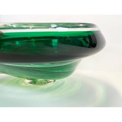 Emerald Rondelle Bowl, Modern Canadian Glass Sculpture, 2023