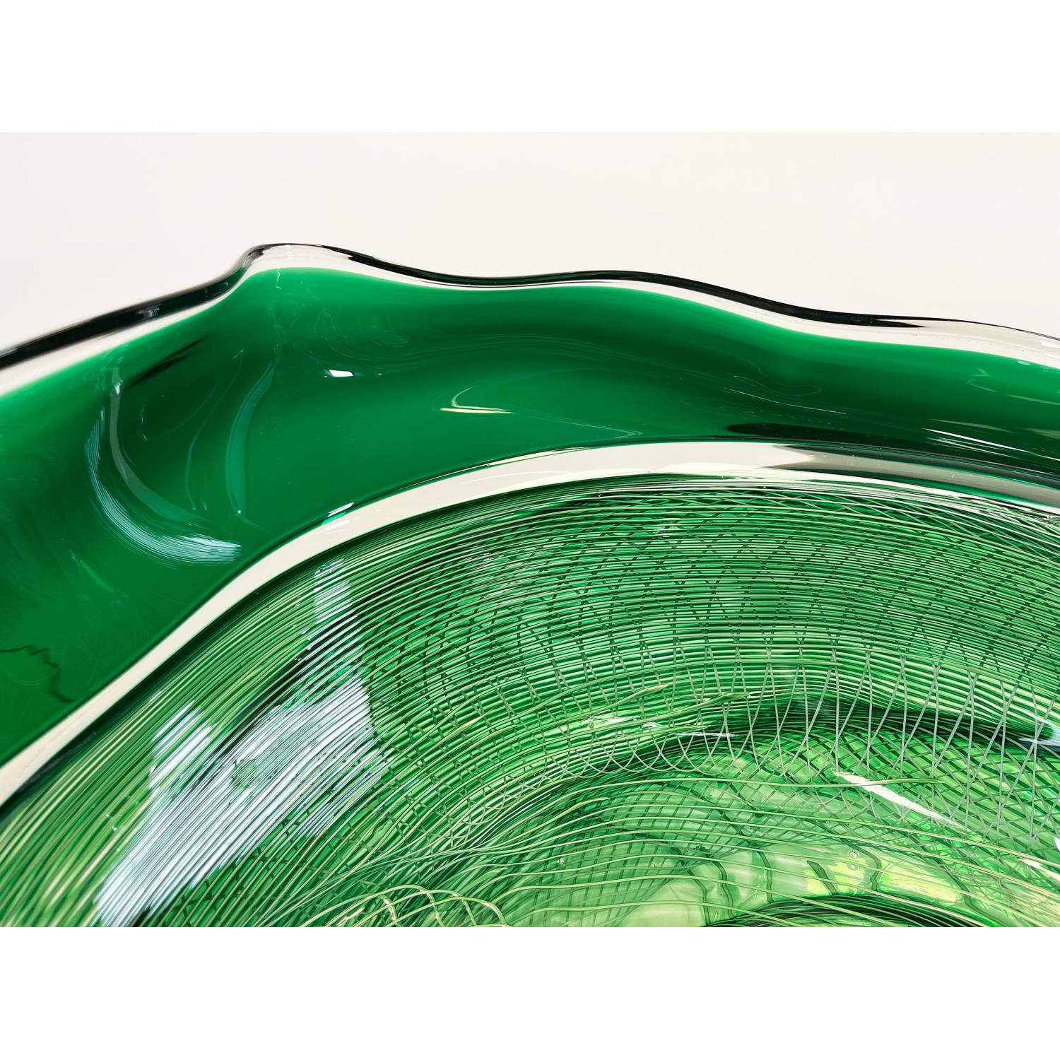 Emerald Rondelle Bowl, Modern Canadian Glass Sculpture, 2023 For Sale 2