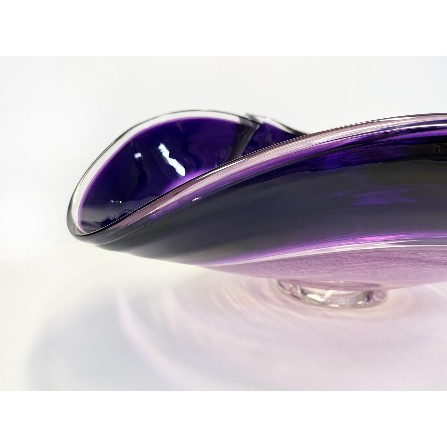 Lilac/Amethyst Rondelle Bowl, Modern Canadian Glass Sculpture, 2023 For Sale 3
