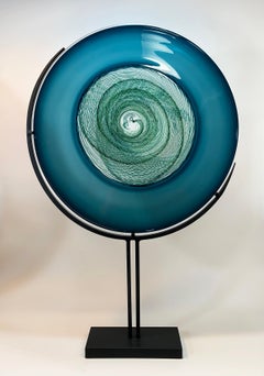 Sea Green Rondelle, Modern Canadian Glass Sculpture, 2022