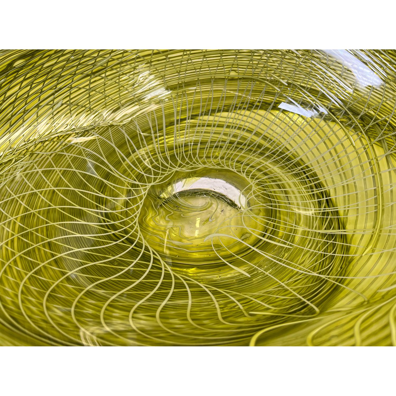 Seagreen/Olive Rondelle Bowl, Modern Canadian Glass Sculpture, 2023 For Sale 3