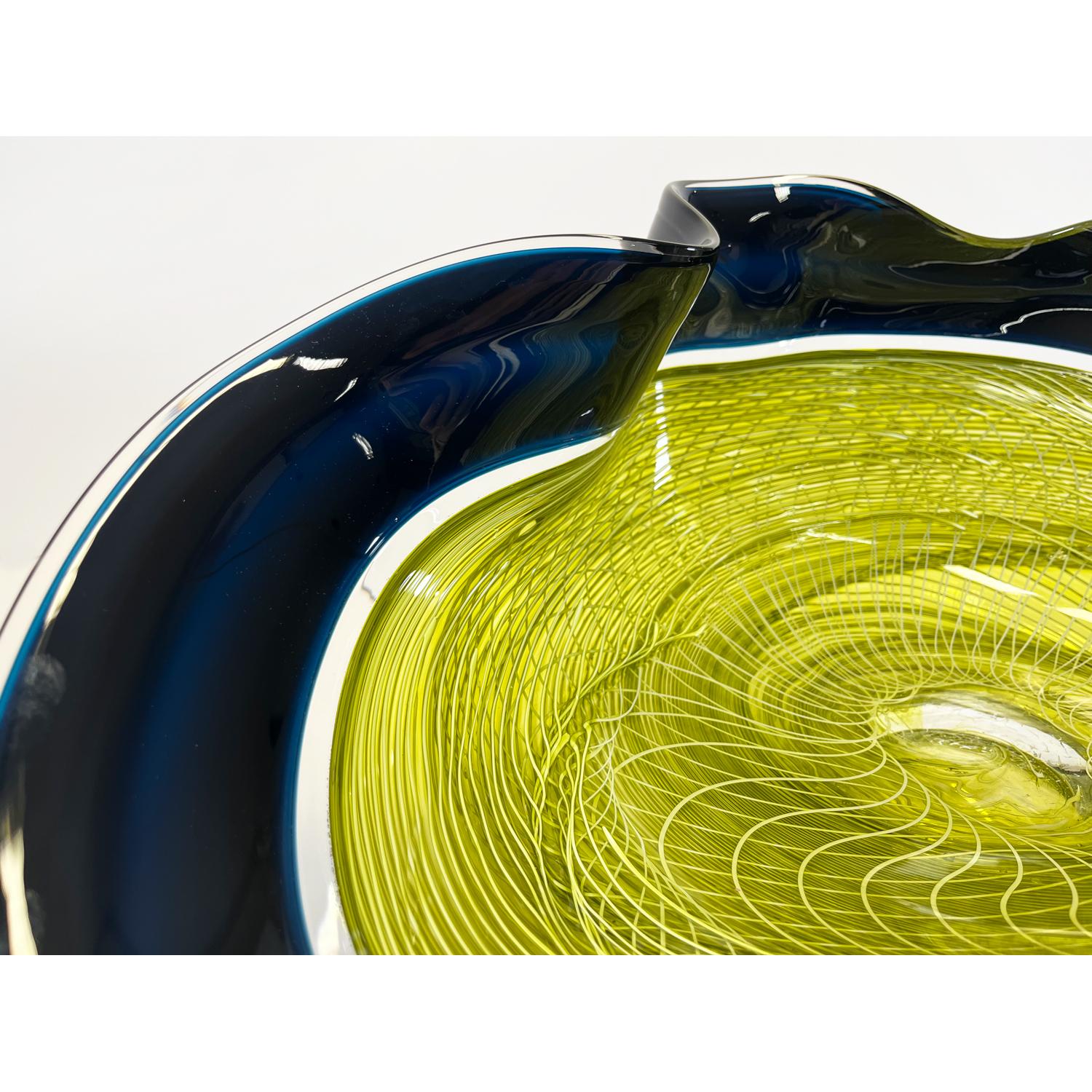 Seagreen/Olive Rondelle Bowl, Modern Canadian Glass Sculpture, 2023 For Sale 4