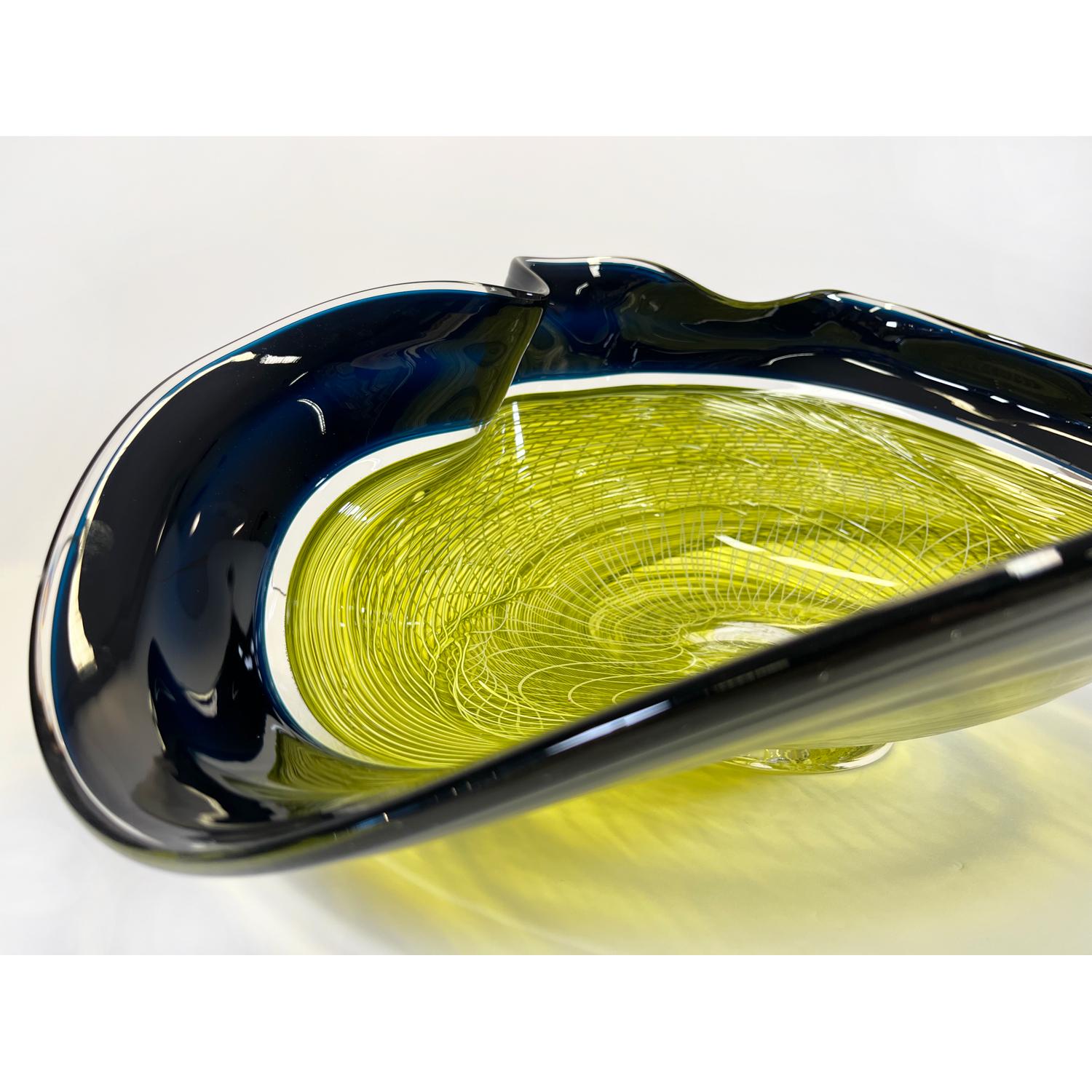 Seagreen/Olive Rondelle Bowl, Modern Canadian Glass Sculpture, 2023 For Sale 5