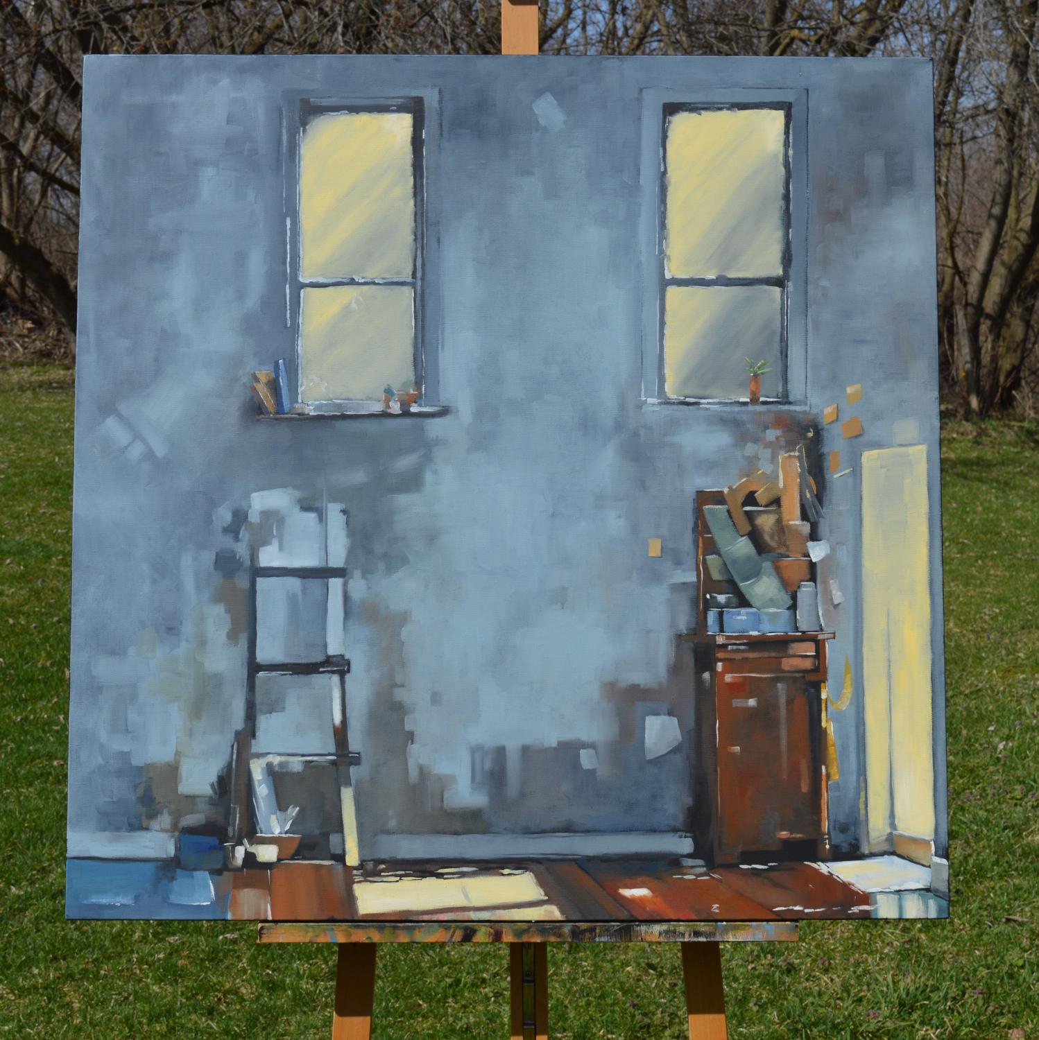 Cavalletto rotto, pittura a olio - Painting Contemporaneo di David Thelen