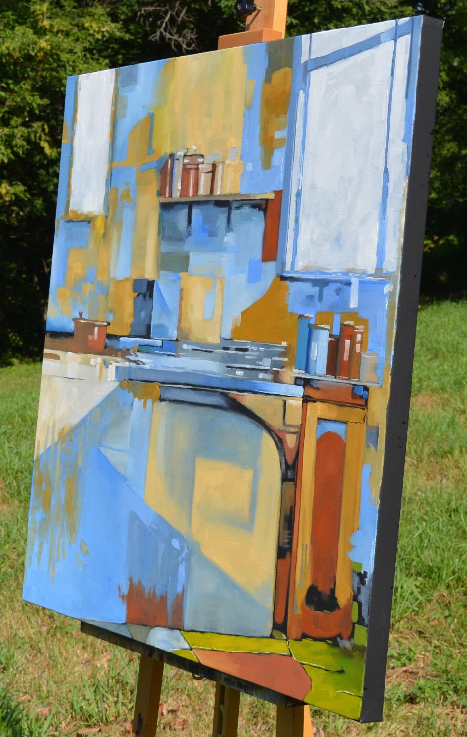 Chromatic, Oil Painting - Gray Interior Painting by David Thelen