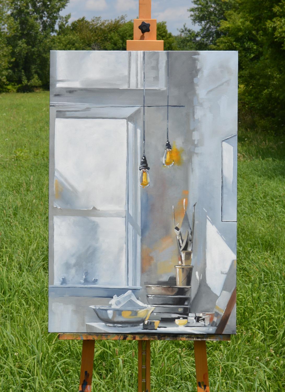 Incandescente, Pittura a olio - Interior Painting Grigio di David Thelen