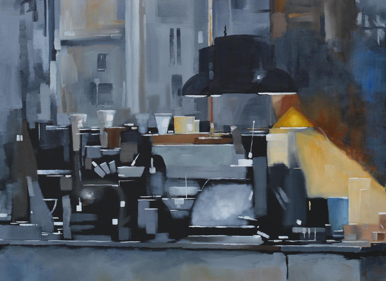 Luz nocturna, Pintura al óleo - Painting Contemporáneo de David Thelen