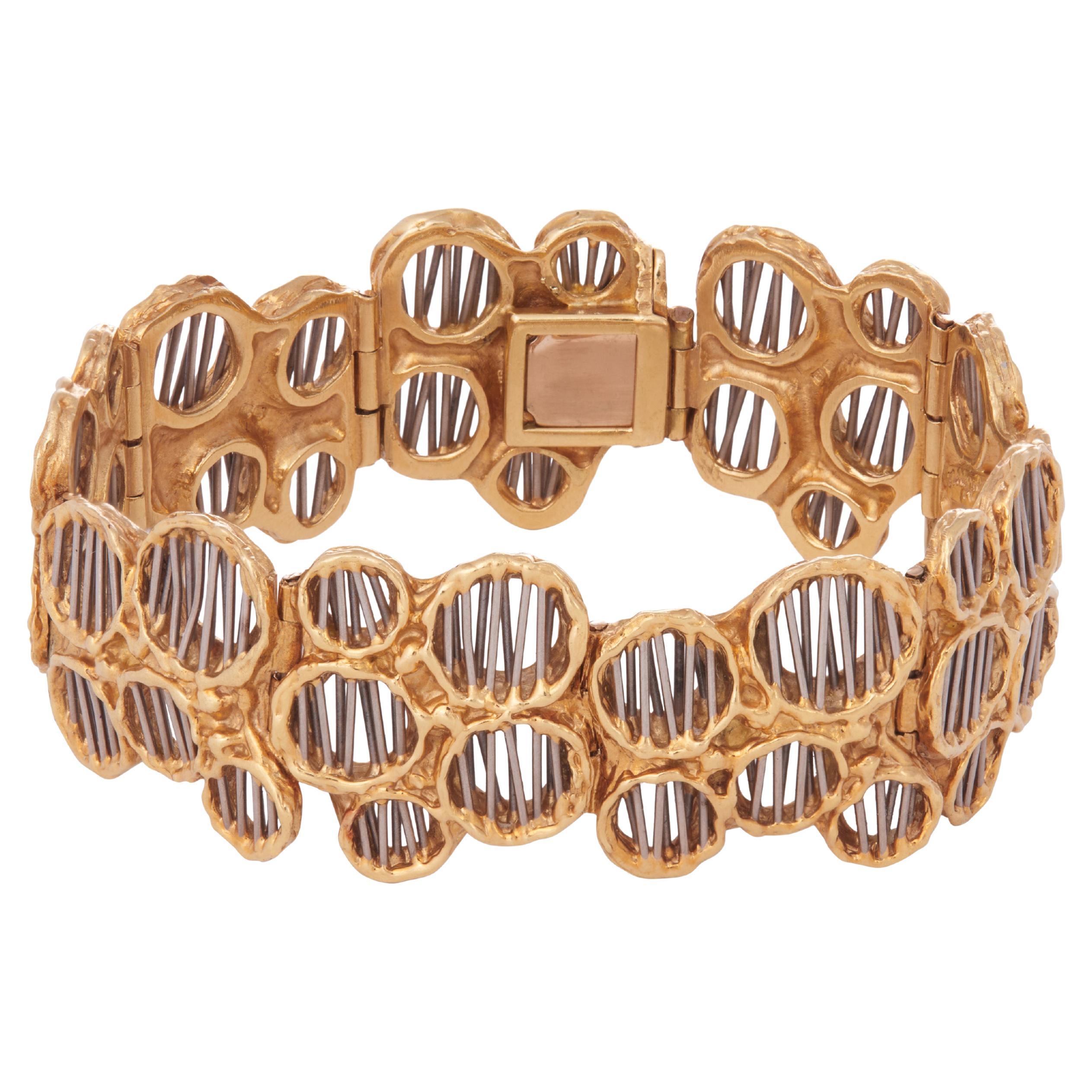 David Thomas Pulsera de oro blanco y amarillo de 18 quilates, 1971. en venta