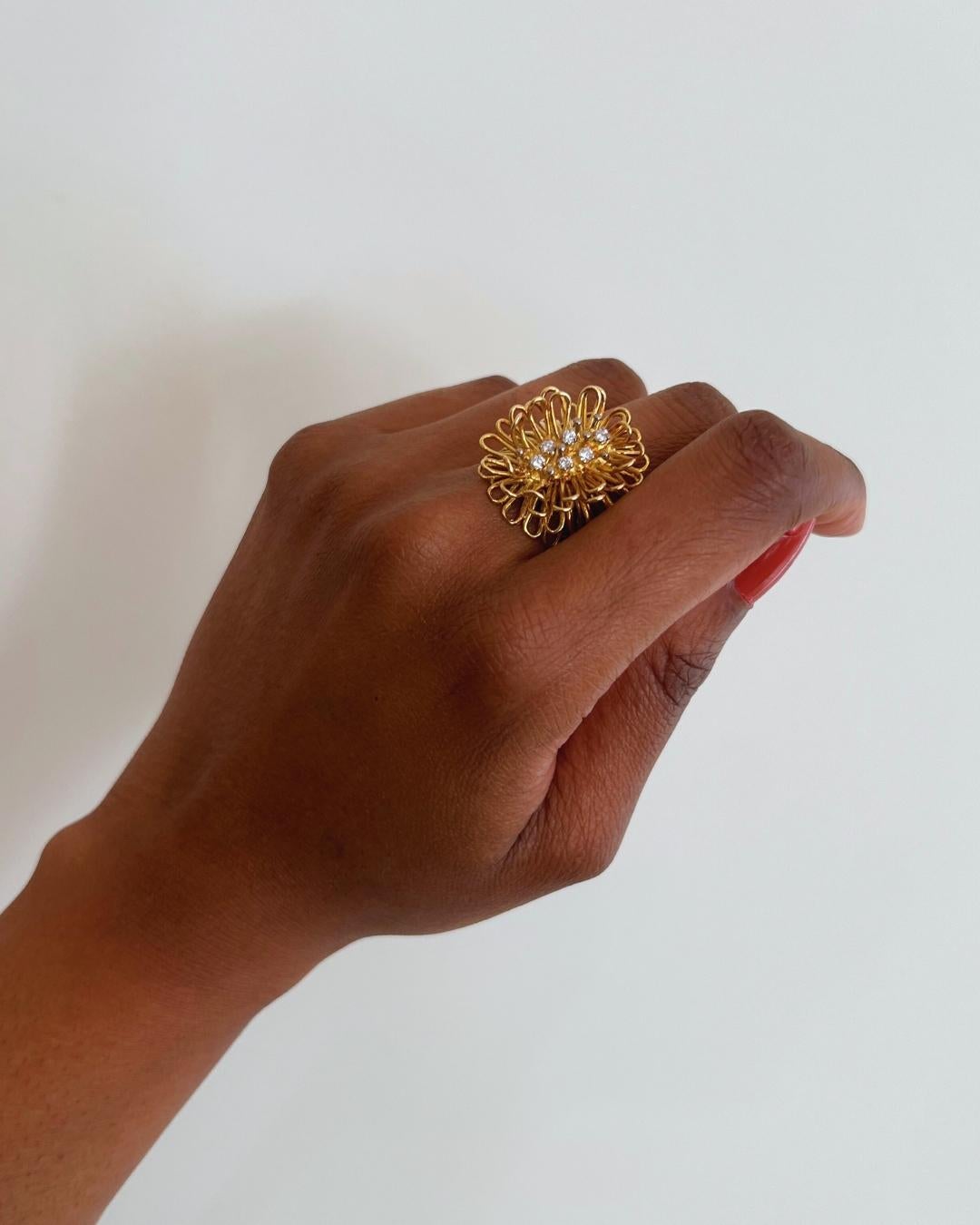 Anello con diamanti e oro 18 carati di David Thomas, 1973 ca. In condizioni ottime in vendita a New York, NY