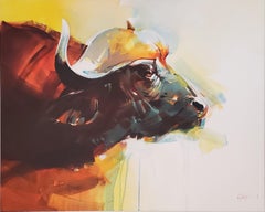 David Thorpe - Cape Buffalo, Pop Art Oil on Canvas Painting by David Thorpe Cape Buffalo, Pop Art Oil on Canvas Painting by David Thorpe