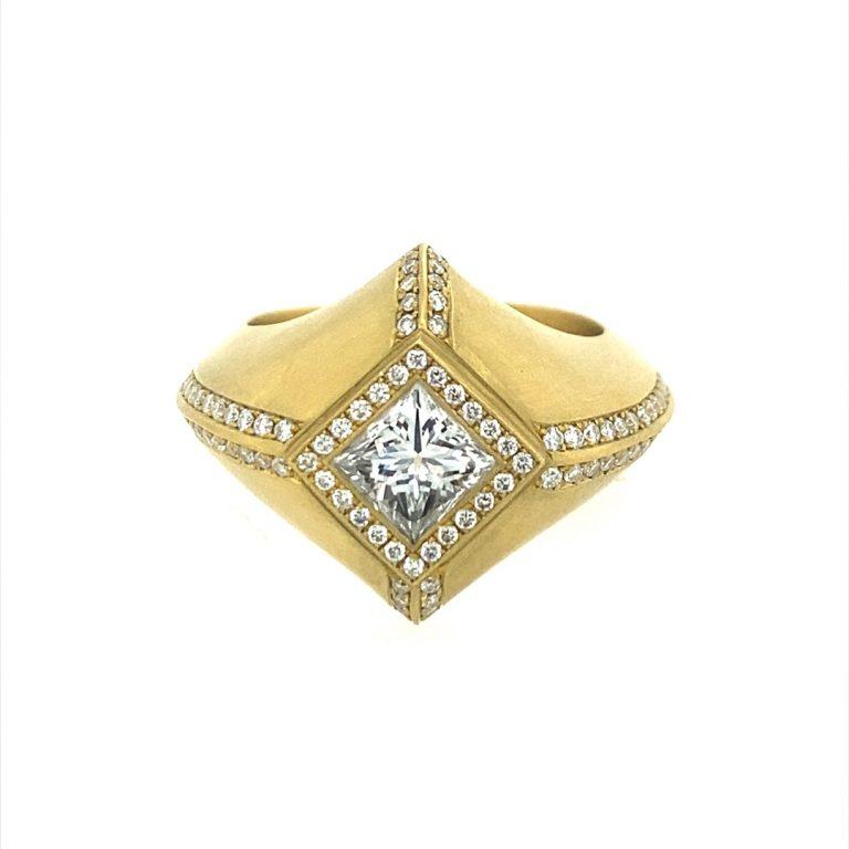 Modern David Tishbi 22K Diamond Cocktail Ring For Sale