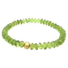 David Tishbi 22K Gold & Faceted Peridot Unisex Beads Stretch Bracelet