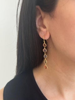 David Tishbi 22K Gold Multi-Color Sapphire Drop Earrings