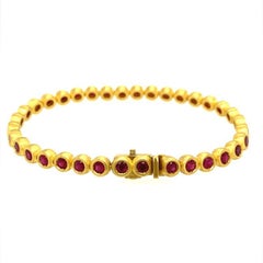 David Tishbi Bracelet ligne bulle en or 22 carats et rubis