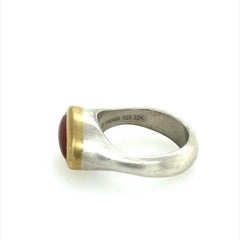 David Tishbi 22K Gold & Sterling Silver Bezel Free Form Carnelian Ring