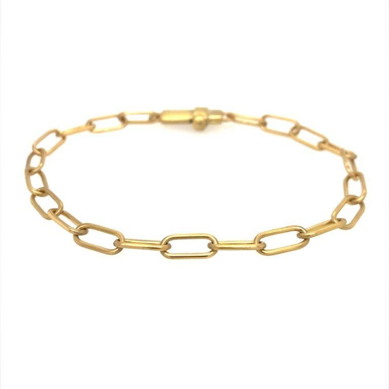 22k Gold Handmade Long Links Bracelet

22k – 7.5″ inches

10x5mm links

Handmade Push Clasp