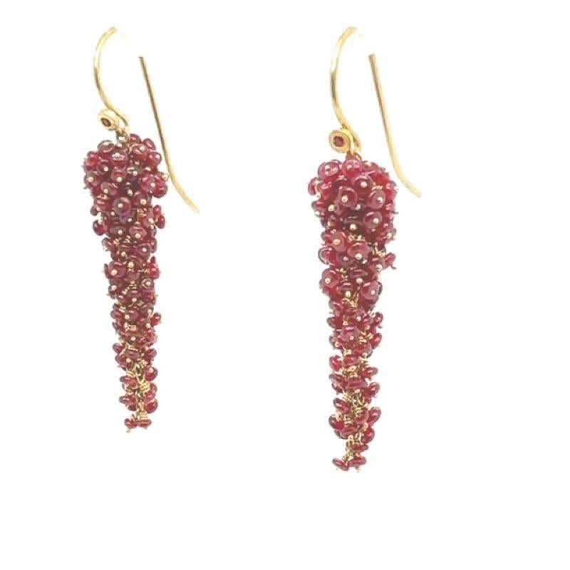 Modern David Tishbi 22K Ruby Beads Drop Earrings For Sale