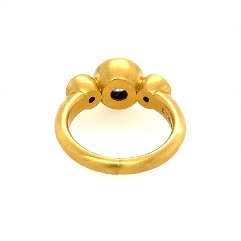 Artisan David Tishbi 22K Three Diamond Engagement Ring  For Sale