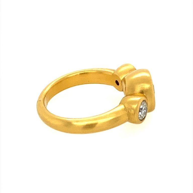 Brilliant Cut David Tishbi 22K Three Diamond Engagement Ring  For Sale