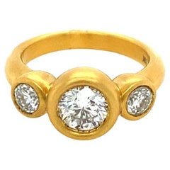 David Tishbi 22K Three Diamond Engagement Ring 