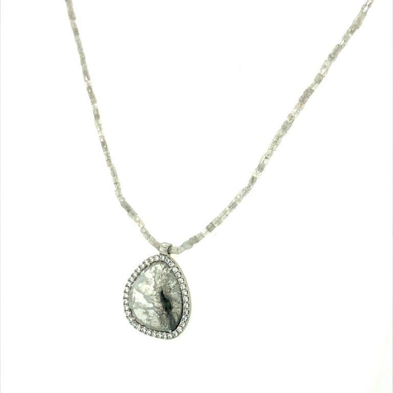 David Tishbi Halskette aus Platin und Diamanten in Scheibenform (Einfacher Schliff) im Angebot