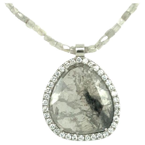 David Tishbi Platinum and Diamond Slice Necklace For Sale