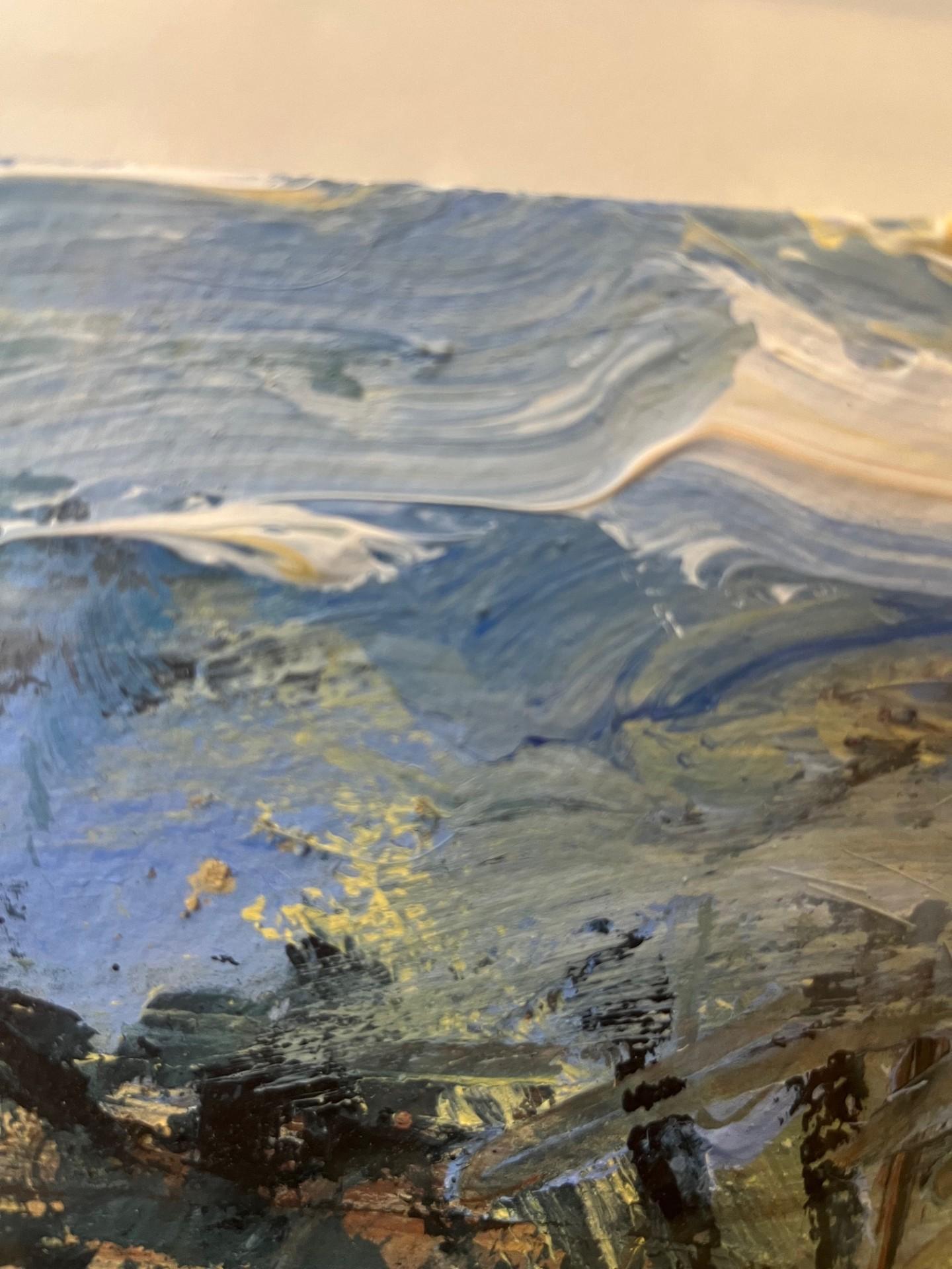 Modern Mixed Media of St. Martin Haverfordwest Wales abstract landscape Painting.
This is the wonderful Pembrokeshire artist David Tress and this is a piece fairly near to him both geographically and inspirationally!  It is St. Martin in