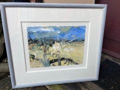 Vintage St. Martin, Haverfordwest, Wales Mixed Media Landscape with impasto on Paper.