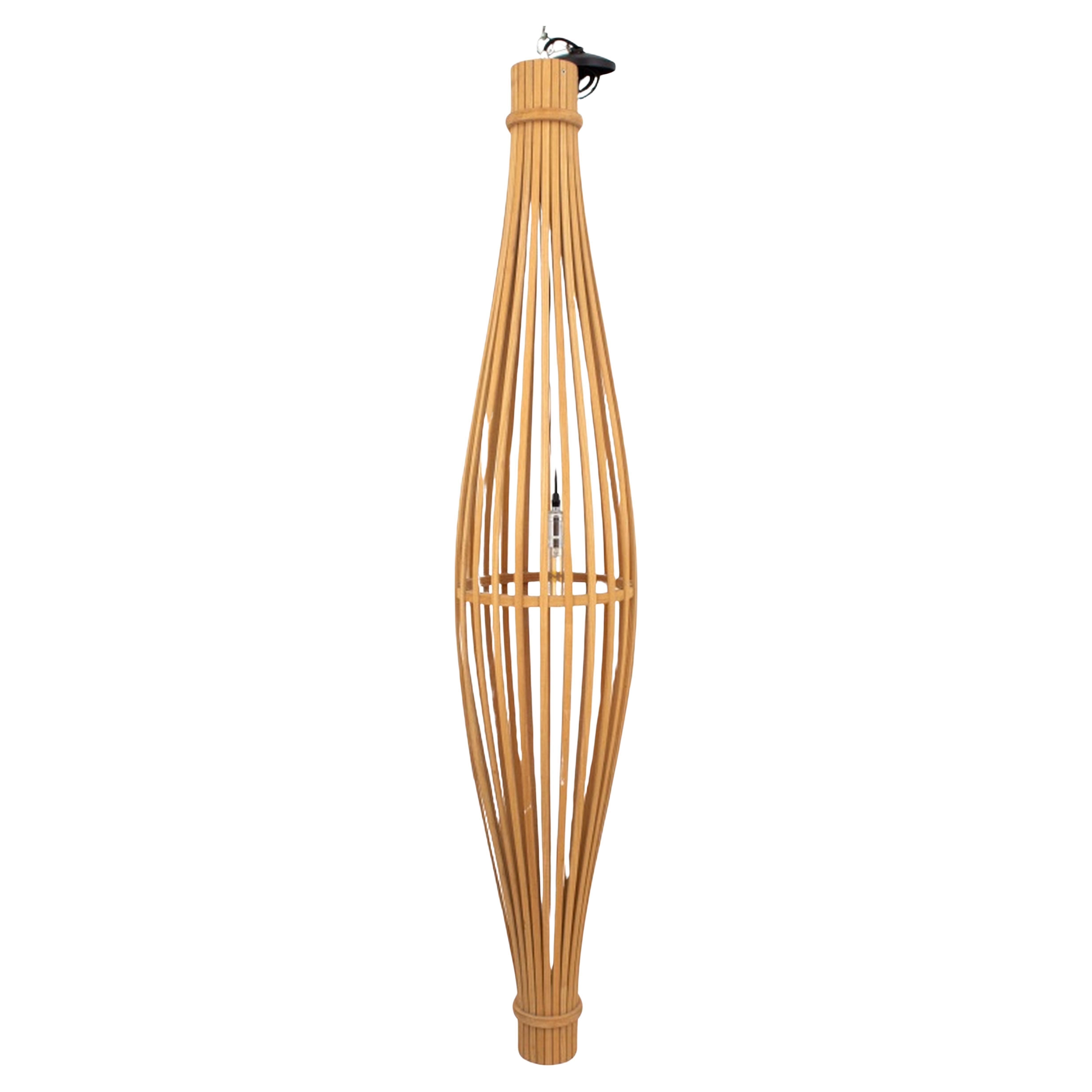 Lampada a sospensione in legno curvo in stile David Trubridge in vendita