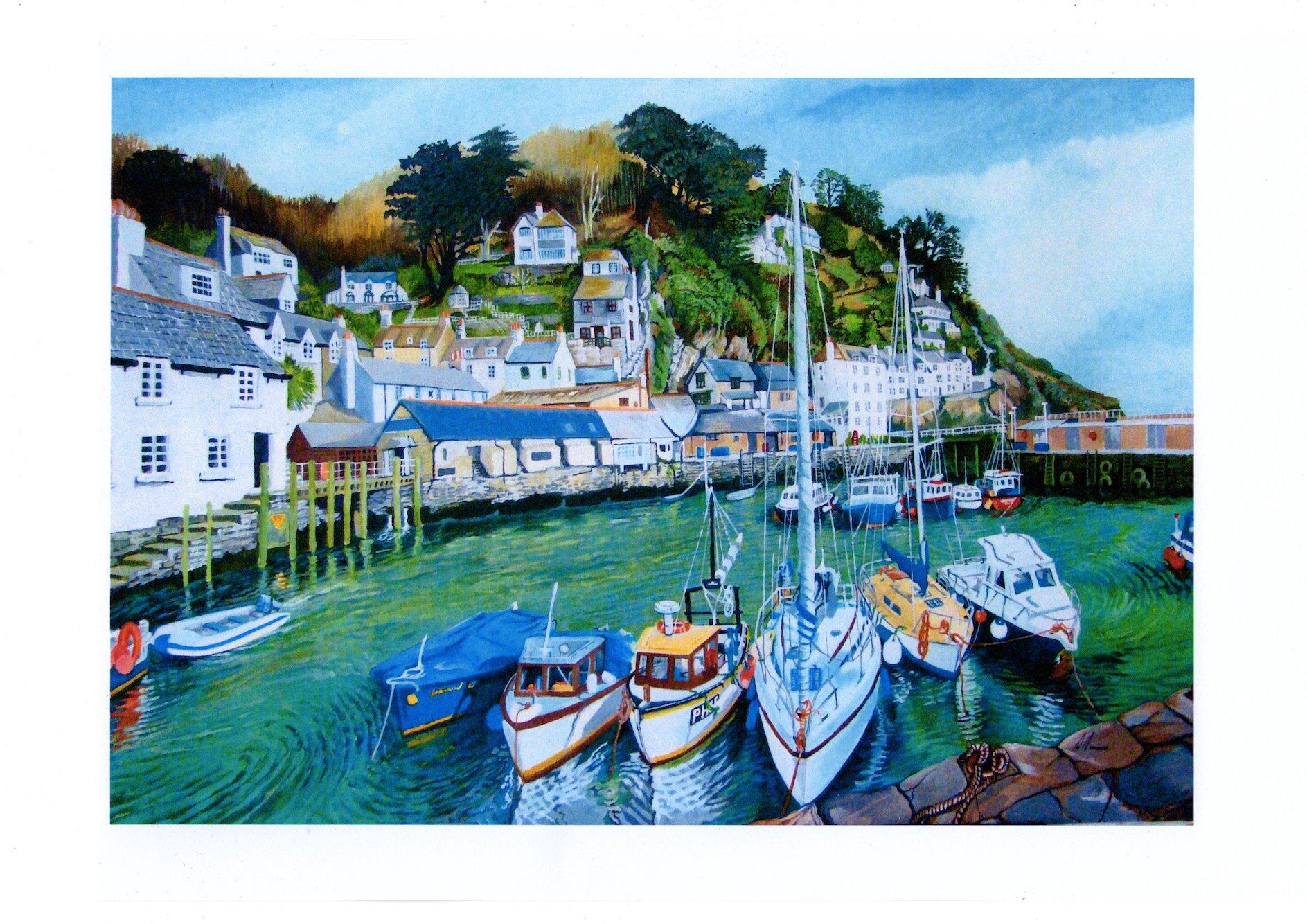 Polperro, Realist Style Cornish Seascape Painting, Traditional Harbour Painting For Sale 1