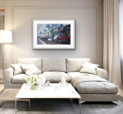 Reflections on Grantham, Train Painting, Contemporary Transport Artwork