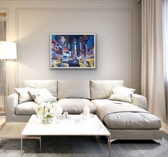Rush Hour, New York Cityscape Painting, Transport Art, Nighttime City Art