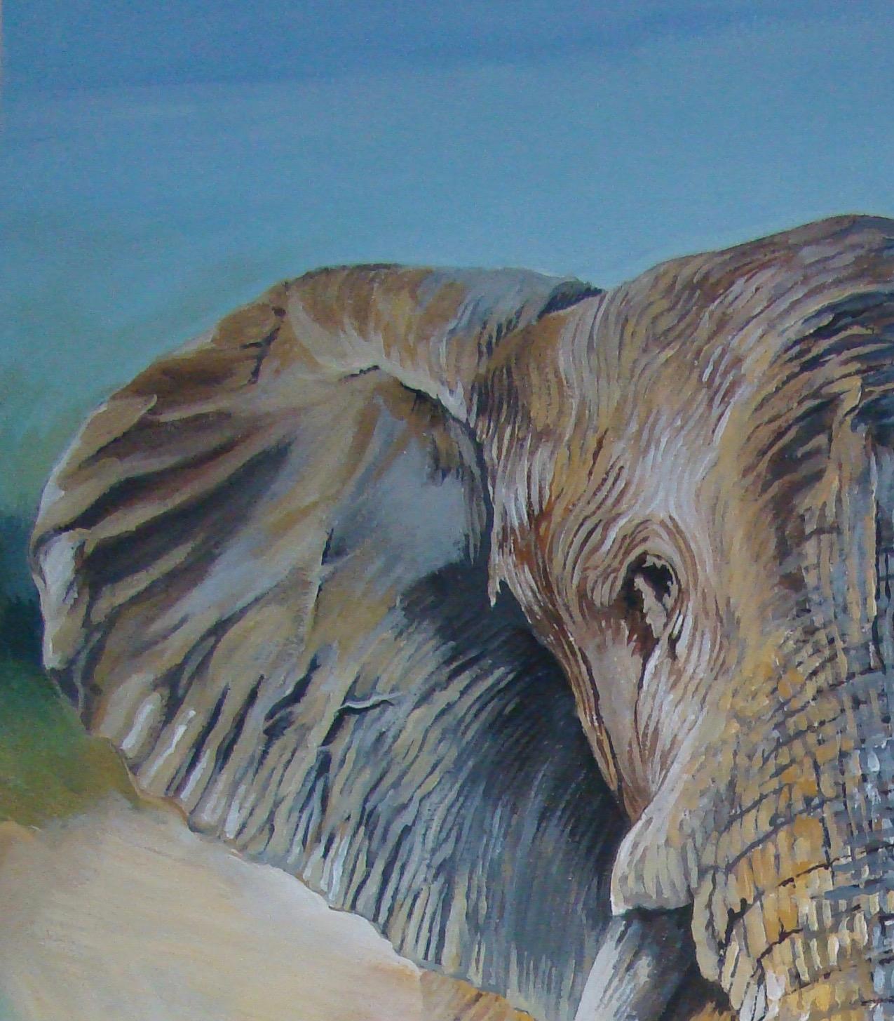 The Charge, Animal Art, Realist Elephant Painting, Contemporary Safari Artwork For Sale 2