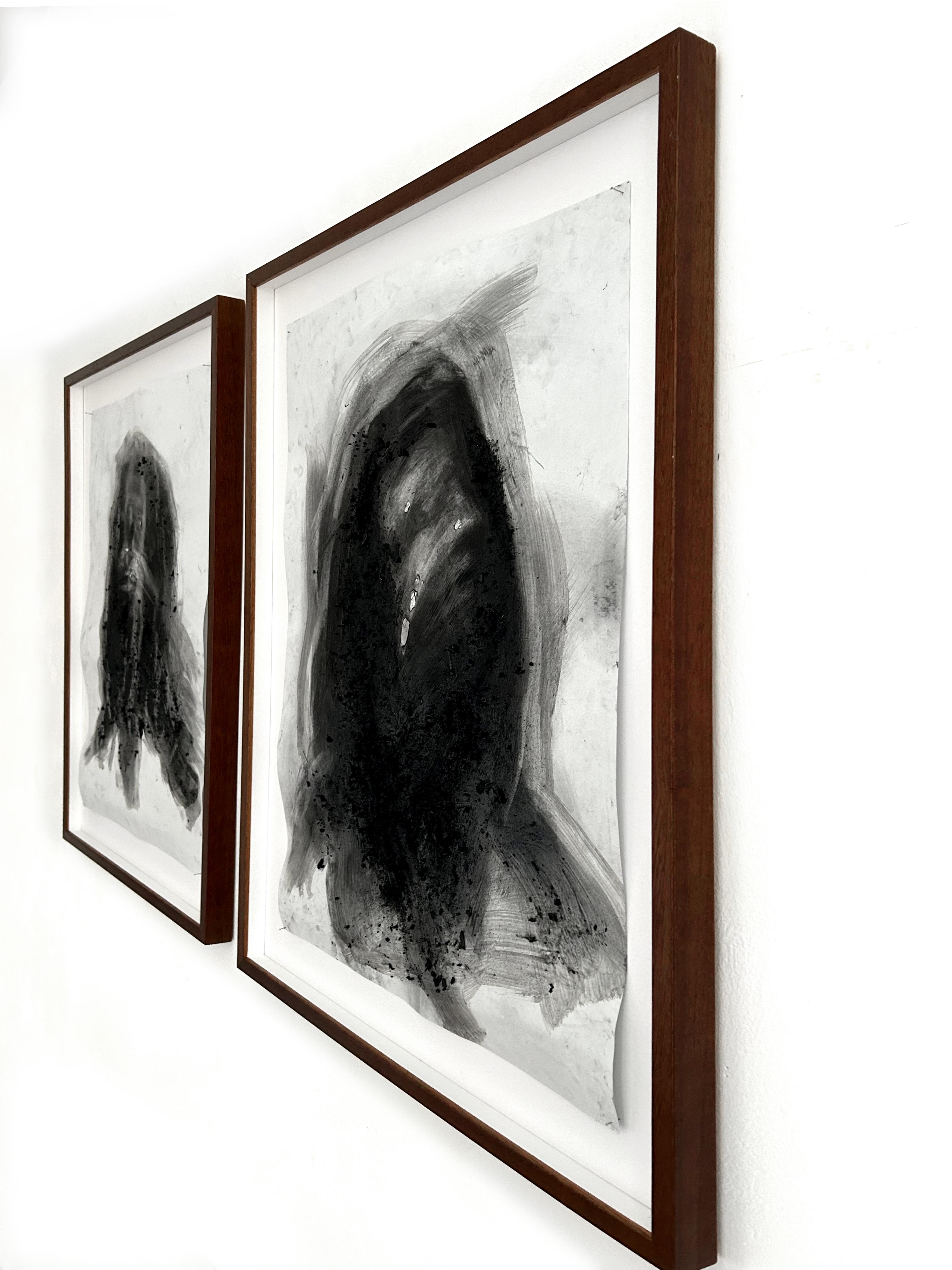 ‘The Light Bringers’, 2023, is Latex and charcoal work, have the quality of movement, the heads turning and twisting, as if in prayer. These series of 6 works are almost biblical, tremendously emotive, thoughts in movement.

The exhibition is the