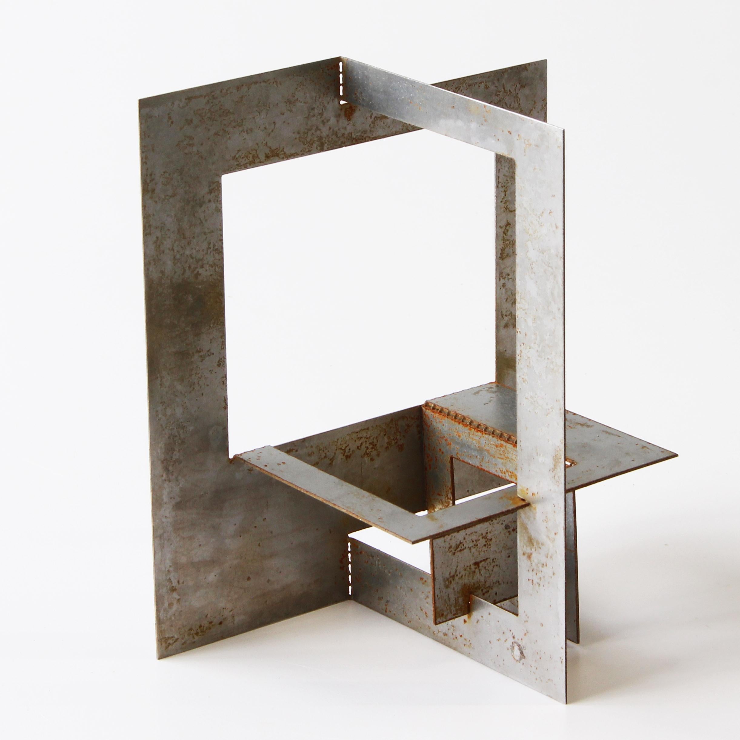 David Umemoto Figurative Sculpture - Folded Steel no.1