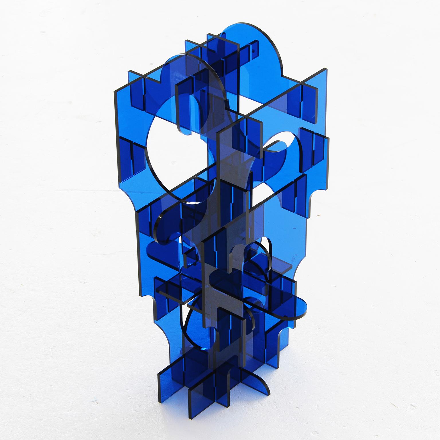 Ghost Tower no. 1 - Blue Figurative Sculpture by David Umemoto