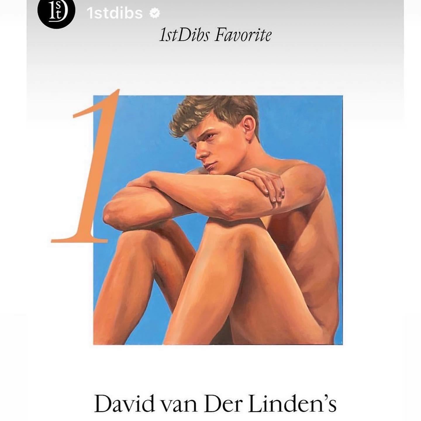 Dare to Dream- 21. Jahrhundert  Contemporary Figure Painting eines nackten Jungen  (Orange), Figurative Painting, von David van der Linden