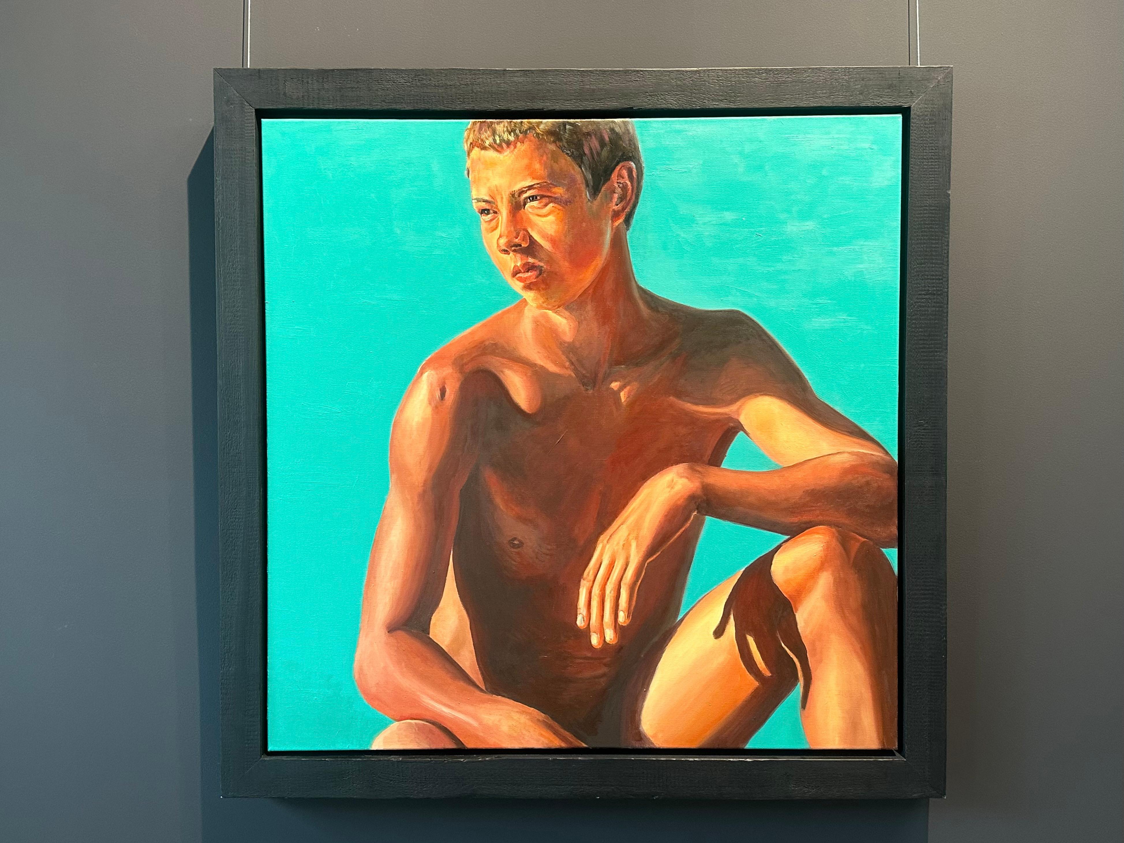 Don't let the sun blast your shadow- 21st Century Painting of a Nude Boy  For Sale 2