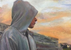 Thursday's Child-  21st Century Dutch Contemporary Painting of a boy with Hoody