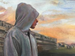 Thursday's Child-  21st Century Dutch Contemporary Painting of a boy with Hoody