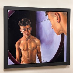 Valentine's Day- 21st Century Contemporary Portrait of a Boy in front of mirror