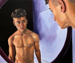 Valentine's Day- 21st Century Contemporary Portrait of a Boy in front of mirror