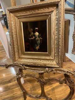 FINE ORIGINAL ANTIQUE 19th CENTURY INTERIOR SCN BRITISH OLD MASTER OIL PAINTING
