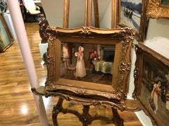 FINE ORIGINAL ANTIQUE 19th CENTURY INTERIOR SCN BRITISH OLD MASTER OIL PAINTING