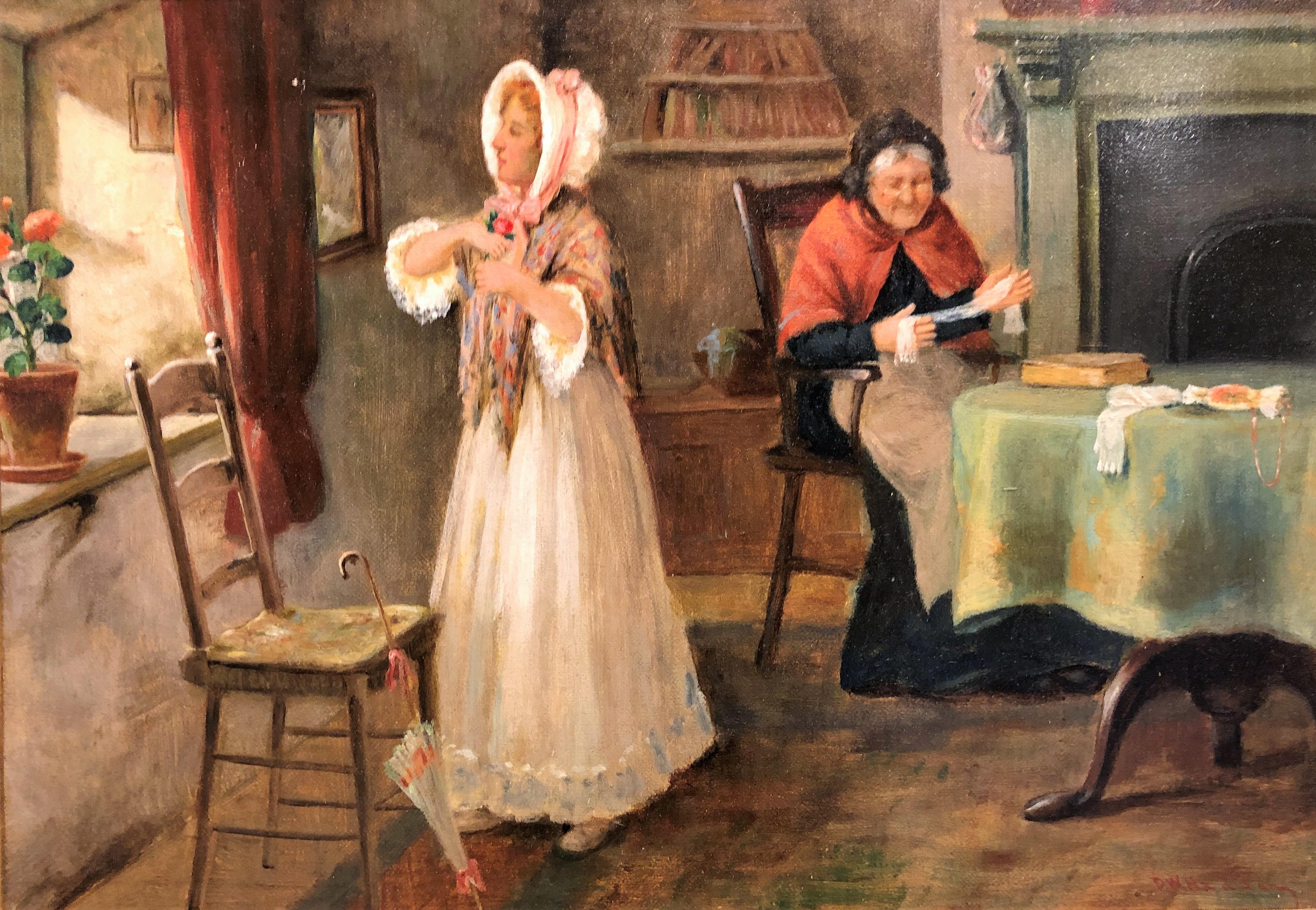 Peinture intérieure SCN BRITISH OLD MASTER OIL PAINTING FINE ORIGINAL ANTIQUE 19ème siècle  - Réalisme Painting par david w haddon