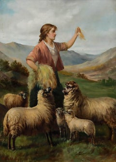 David W. Haddon (1859-1911) - Framed Late 19th Century Oil, Calling the Flock